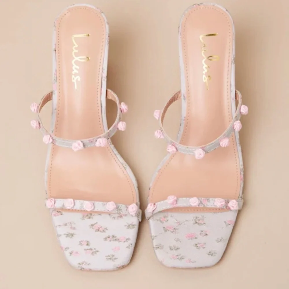 Tresa Silver Floral Strappy High Heel Sandals